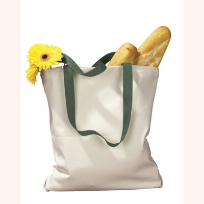 Canvas Tote with Contrast-Color Handles Thumbnail