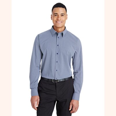 Men's CrownLux Performance® Tonal Mini Check Woven Dress Shirt Thumbnail