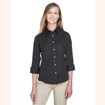 Women's Perfect Fit™ Three-Quarter Sleeve Stretch Poplin Dress Shirt Thumbnail