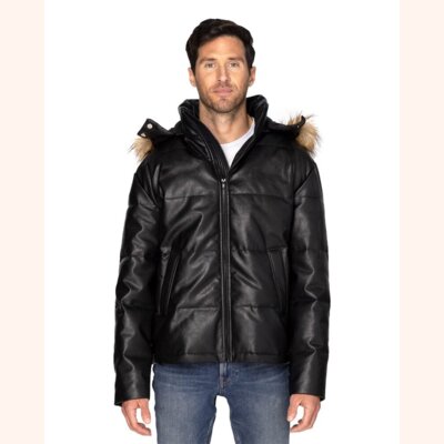 Unisex Vegan Leather Puffer Jacket Thumbnail