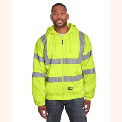 Men's Berne Hi-Vis Class 3 Lined Hooded Sweatshirt Thumbnail