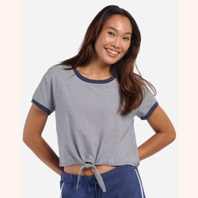 Women's Striped Tie Front T-Shirt Thumbnail