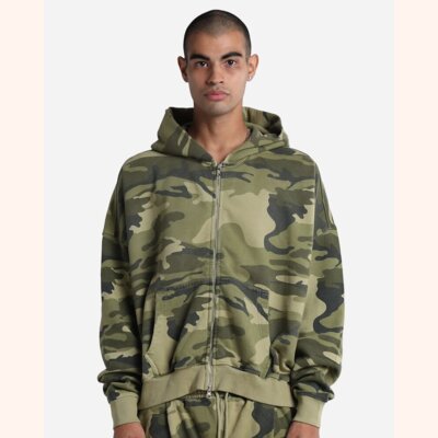Unisex Garment-Dyed Cropped Full-Zip Hooded Sweatshirt Thumbnail