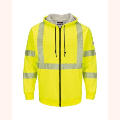 Men's Hi-Visibility Zip-Front Hooded Fleece Sweatshirt with Waffle Lining Thumbnail
